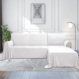 NEW Easy-Going Luxury Velvet Sectional Couch Coverfor L Shaped  (Whi te, Small)